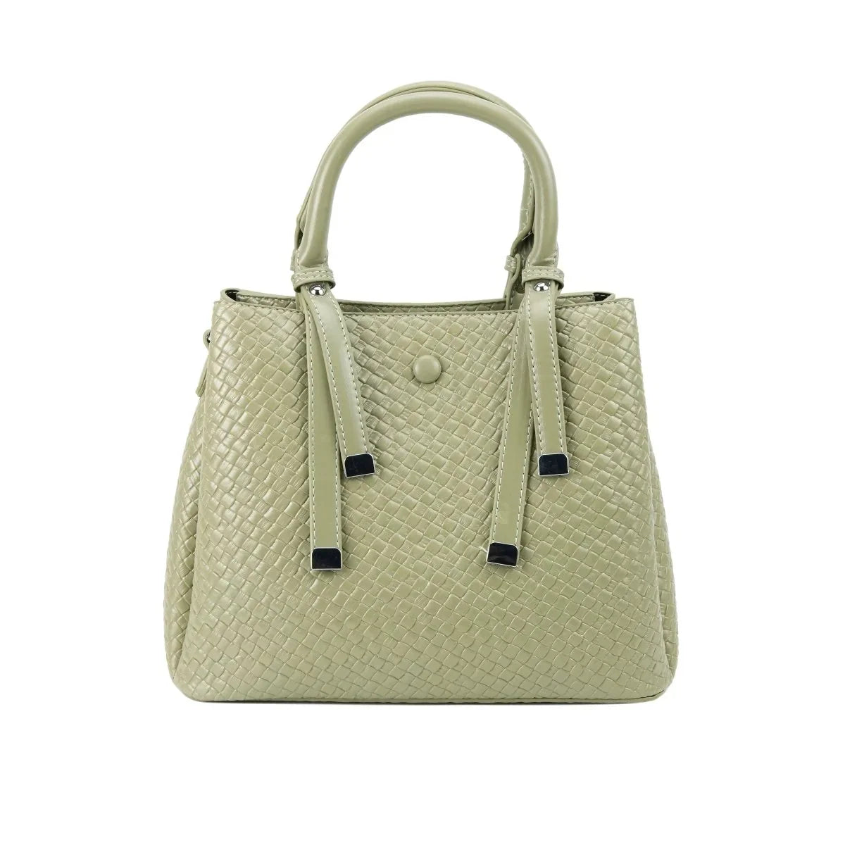 Women's Woven Leather Handbag – Elegant Top Handle Bag
